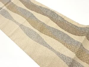 変わり縞に小花・古典柄模様全通袋帯